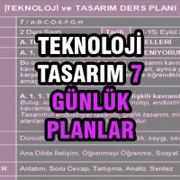 7. Sınıf Teknoloji Tasarım Günlük Ders Planları