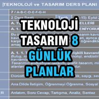 8. Sınıf Teknoloji Tasarım Günlük Ders Planları